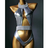 Classic Rhinestone Push-Up Performance Set – Shimmering Crystal Bandage Costume & Bling Two-Piece for GoGo Dancers & Festivals