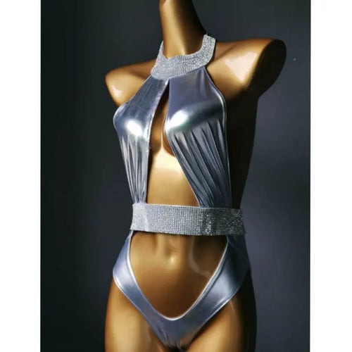 Classic Rhinestone Push-Up Performance Set – Shimmering Crystal Bandage Costume & Bling Two-Piece for GoGo Dancers & Festivals