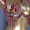 Sparkly Samba Carnival Stone Wire Bra & Necklace Two-Piece Dance Costume Set