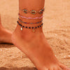 Luxury Leg Brecelet Gold Color Tassel Beads Anklet Bracelet for Leg for Women Set