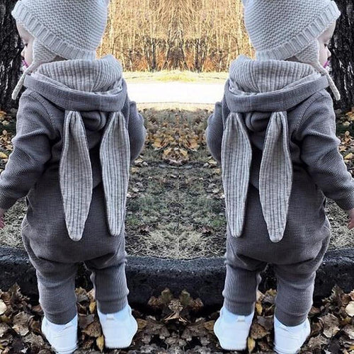 Elegant Baby Clothes Rompers Jumpsuits Newborn Cartoon Little Bee Rabbit Ears Zipper Clothes Cotton Jackets For Kids