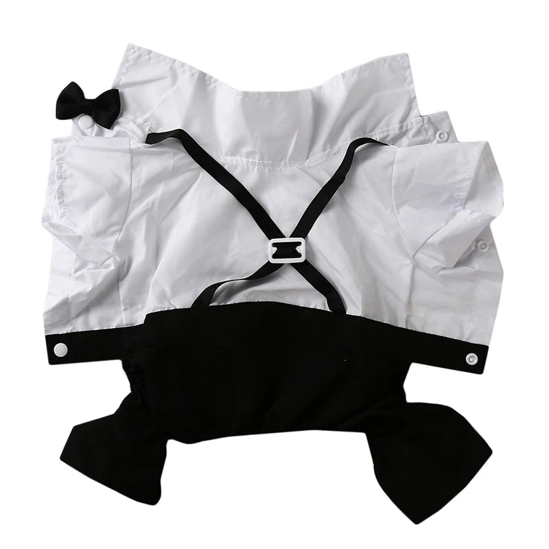 Dog Tuxedo Suit Costume Pet Cat Dog Wedding Birthday Party Formal Shirt with Bow Tie for Puppy Small Medium Dogs Costume Clothes