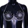 Luxury Crystal Swirl Micro Bikini Body Chain – Shimmering Rhinestone Tassel Bra & Exotic Chest Harness for Festivals, Raves & Clubwear