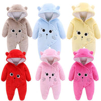 Newborn Winter Hoodie Baby Rompers Outwear Infant Baby Jumpsuit 3M -12M For Girls and Boys Winter Romper