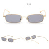 Vintage Small Narrow Rectangle Sunglasses Women Men Brand Red Clear Lens Skinny Slim Wire Retro Hip Hop Sun Glasses Shades OM522