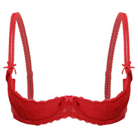 Lace Underwire Half-Cup Push-Up Bra