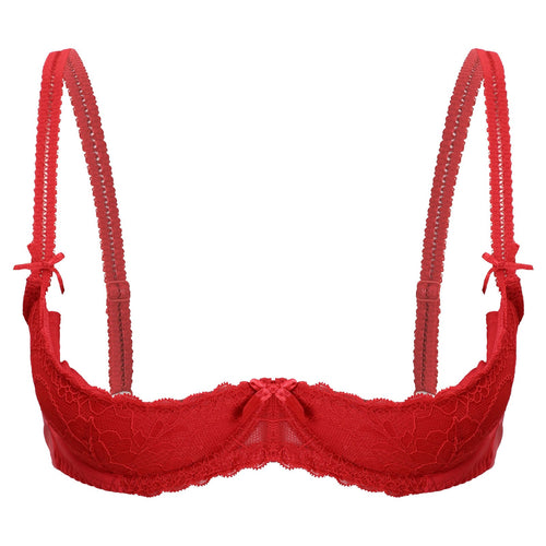 Lace Underwire Half-Cup Push-Up Bra