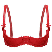 Lace Underwire Half-Cup Push-Up Bra