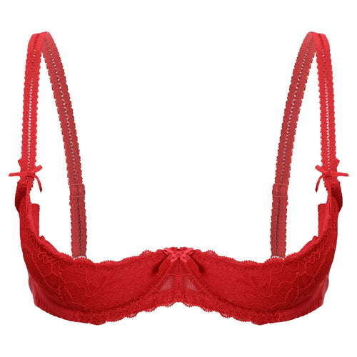 Lace Underwire Half-Cup Push-Up Bra