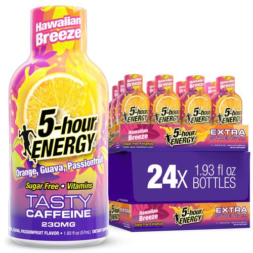 24 Pack 5-hour ENERGY Extra Strength Shots, Hawaiian Breeze Flavor Flavor, 1.93 Fl Oz