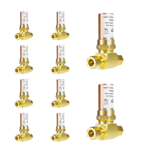 10 Pcs 3/8" OD Comp. x 3/8" OD Female Comp. , Tee Copper Water Hammer Arrestor for Dishwasher Connection