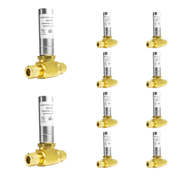 10 Pcs 3/8" OD Comp. x 3/8" OD Female Comp. , Water Hammer Arrestor Tee For Dishwasher Connection, Stainless Steel Plumbingsell