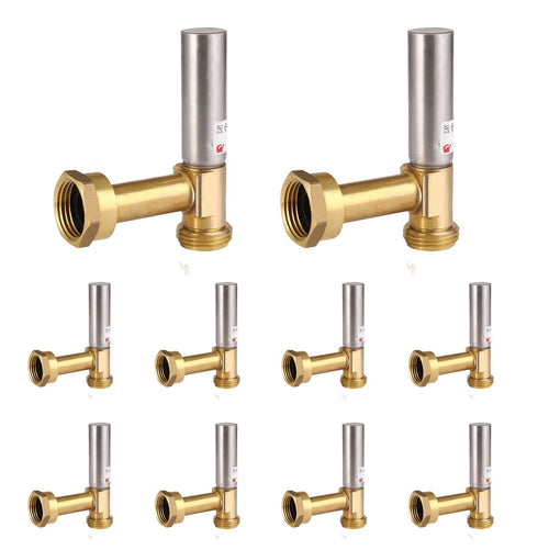 10 Pcs 3/4" Swivel FHT x 3/4" MHT Water Hammer Arrestor Tee for Washing Machine, Stainless Steel