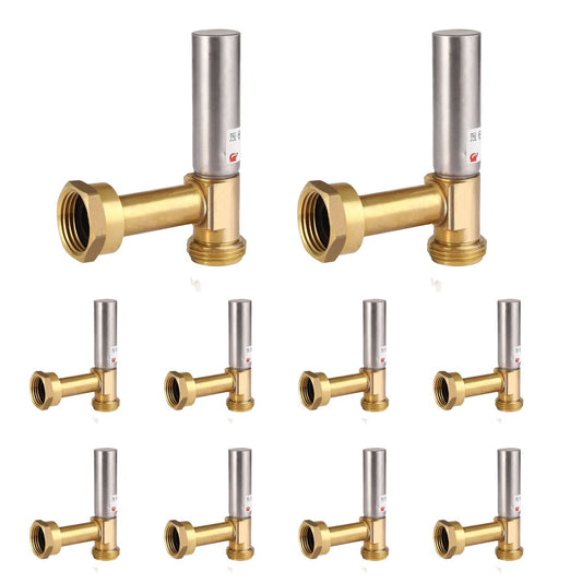 10 Pcs 3/4" Swivel FHT x 3/4" MHT Water Hammer Arrestor Tee for Washing Machine, Stainless Steel