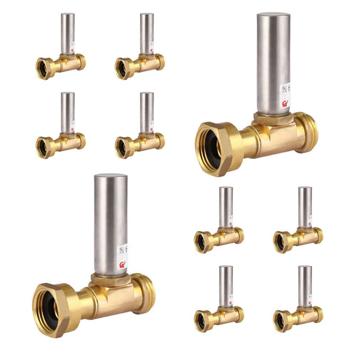 10 Pcs 3/4" Swivel FHT x 3/4" MHT for Washing Machine, Water Hammer Arrestor Tee, Stainless Steel