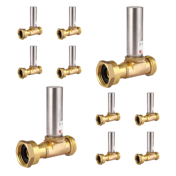 10 Pcs 3/4" Swivel FHT x 3/4" MHT for Washing Machine, Water Hammer Arrestor Tee, Stainless Steel