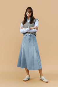 Monica Swing Denim Midi Skirt HJ806
