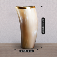 Horn Glasses 8.-10oz Natural Horn Drinkware with Brass Rim - Rustic Bar Glass