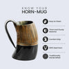 Horn Mug Striped Pattern Natural Ox Horn Drinking Cup Holds Up to 24-27 oz