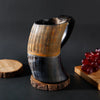 Horn Mug Striped Pattern Natural Ox Horn Drinking Cup Holds Up to 24-27 oz