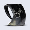 Horn Cup Twin Wolf Carved Ox Horn Drinking Cup Holds Up to 24.-27oz