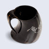 Horn Cup Twin Wolf Carved Ox Horn Drinking Cup Holds Up to 24.-27oz