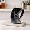 Horn Cup Twin Wolf Carved Ox Horn Drinking Cup Holds Up to 24.-27oz
