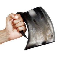 Horn Mug Natural Ox Horn Drinking Cup Holds Up to 24-27 oz