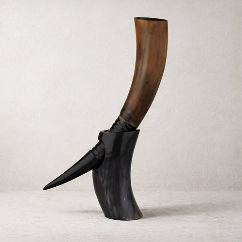 Real Ox Horn Drinking Horn with Stand 16 oz Beer Mug Gift