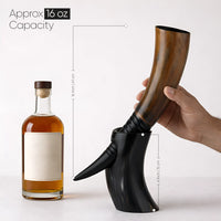 Real Ox Horn Drinking Horn with Stand 16 oz Beer Mug Gift