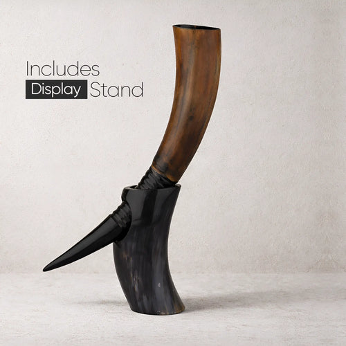 Real Ox Horn Drinking Horn with Stand 16 oz Beer Mug Gift