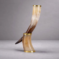 Real Ox Horn Drinking Horn with Stand 16 oz Beer Mug Gift