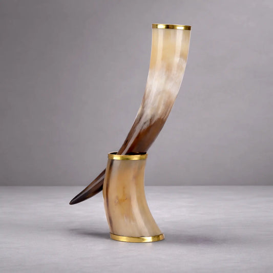 Real Ox Horn Drinking Horn with Stand 16 oz Beer Mug Gift