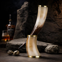 Real Ox Horn Drinking Horn with Stand 16 oz Beer Mug Gift