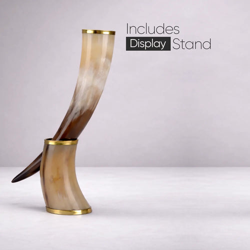 Real Ox Horn Drinking Horn with Stand 16 oz Beer Mug Gift