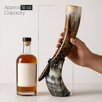Real Ox Horn Drinking Horn with Stand 16 oz Beer Mug Gift