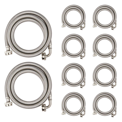 10 Pcs 6ft Washing Machine Hose, with 90 Degree Elbow, Stainless Steel