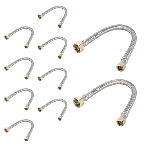 10 Pcs 3/8" C x F 1/2" x 12" SS Braided faucet Hose