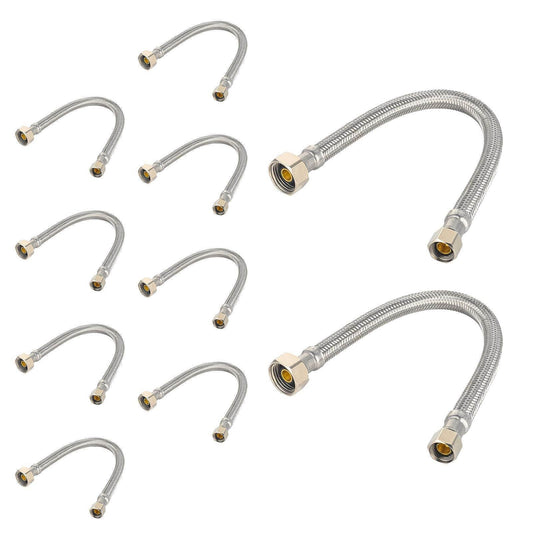 10 Pcs 3/8" C x F 1/2" x 12" SS Braided faucet Hose