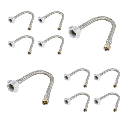 10 Pcs 3/8" C x 7/8" BC, 12" SS Braided Toliet Hose
