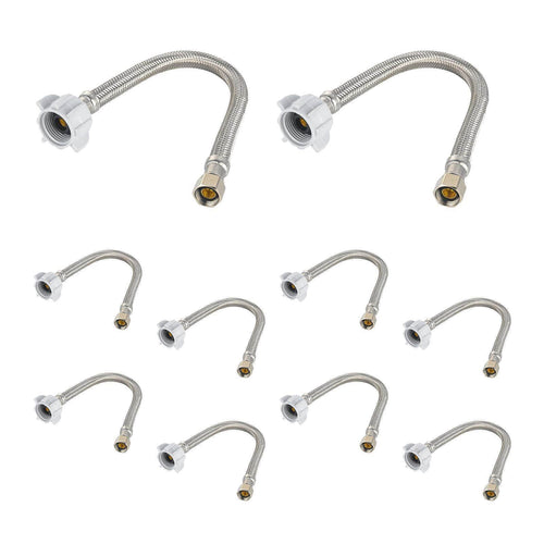 10 Pcs 3/8" C x 7/8" BC, 16" SS Braided Toliet Hose