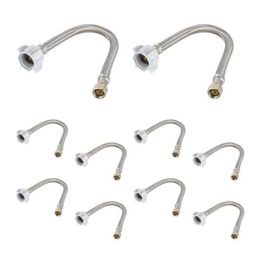 10 Pcs 3/8" C x 7/8" BC, 16" SS Braided Toliet Hose