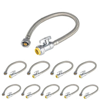 10 Pcs 18" 1/2" Push x 1/2" FIP Faucet Hose Connector,1/4-Turn, Straight