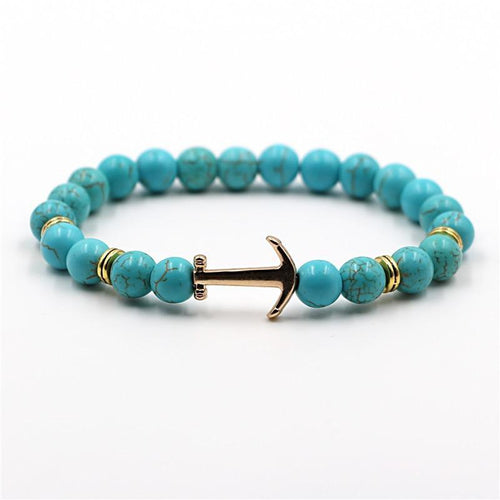 Modern Color Natural Stone Amazing Anchor Elegant Bracelet Nice Arrow White Black Onyx Lava Beads Luxury Bracelets For Women And Men Jewelry
