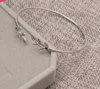 Elegant Silver Gold Leaf Fashion Simple Gold Silver Plated Cuff Bracelets For WomenIn Modern Jewelry style