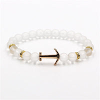 Modern Color Natural Stone Amazing Anchor Elegant Bracelet Nice Arrow White Black Onyx Lava Beads Luxury Bracelets For Women And Men Jewelry