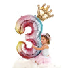 Luxury Gradient Modern 32inch Rainbow number Foil Balloons For Birthday party Decorations Kids Rose Ballons With Crown From 0-9 Numbers