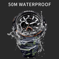 Orange Modern Sport  Waterproof 50M Men Watches With LED Digital Display In Military Armi Relogio Masculino Style