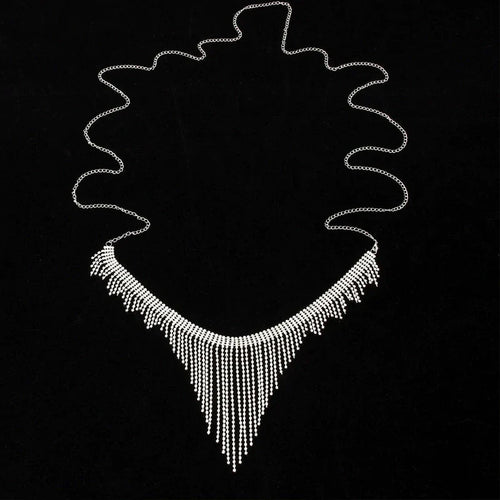 Geometric Rhinestone Tassel Thong Body Chain – Luxury Crystal Lingerie & Shimmering Waist Harness for Raves, Festivals & Beachwear
