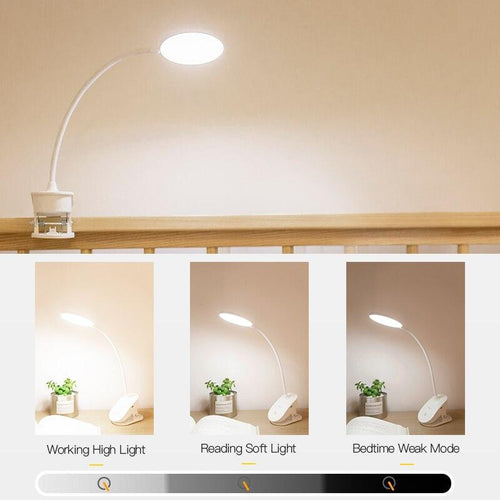 STEVVEX Clip Wireless Table Lamp For Study With 3 Modes Touch Rechargeable LED Reading Desk Lamp USB Table Light Flexo Lamps Table Reading Lamp with Clip for Desk and  Bed